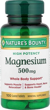 Nature's Bounty, Magnesium, hohe Potenz, 500 mg, 100 beschichtete Tabletten
