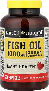 Mason Natural, Fischöl, 1.000 mg, 200 Weichkapseln