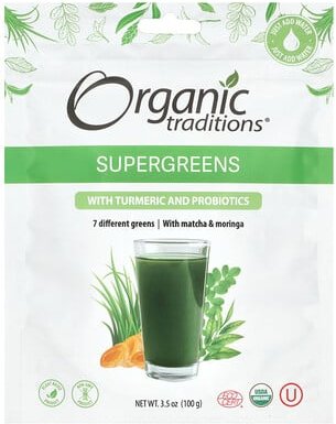 Organic Traditions, Probiotic Super Greens mit Kurkuma, 100 g (3,5 oz.)