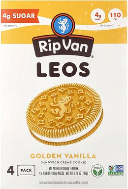 Rip Van Wafels, Leos, Goldene Vanille, 4 Packungen, je 48 g (1,69 oz.)