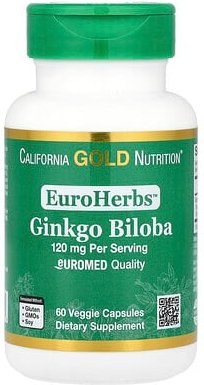 California Gold Nutrition, EuroHerbs™, Ginkgo Biloba Extract, Euromed Quality, Ginkgo-biloba-Extrakt, Euromed-Qualität, ...
