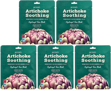 Petitfee, Artischocke Beruhigende Hydrogel-Beauty-Gesichtsmaske, 5 Tücher, je 32 g (1,12 oz.)