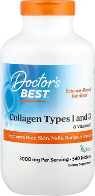 Doctor's Best, Collagen Types 1 and 3 & Vitamin C, Kollagen Typ 1 und 3 sowie Vitamin C, 540 Tabletten