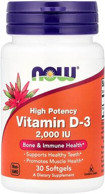 NOW Foods, Vitamin D-3, 2.000 IU, 30 Weichkapseln