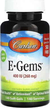 Carlson, E-Gems, 268 mg (400 IU), 140 Weichkapseln
