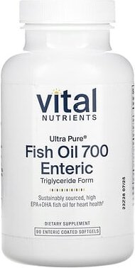 Vital Nutrients, Ultra Pure, Fischöl 700 magensaftresistent, 90 magensaftresistent überzogene Weichkapseln