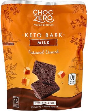 ChocZero, Keto Bark, Milchschokolade, Karamell-Crunch, 15 Minipackungen, 170 g (6 oz.)