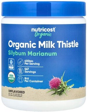 Nutricost, Organic Milk Thistle, Unflavored, Bio-Milchdistel, geschmacksneutral, 227 g (8,1 oz.)