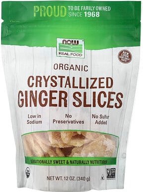 NOW Foods, Real Food, Organic Crystallized Ginger Slices, kristallisierte Bio-Ingwerscheiben, 340 g (12 oz.)