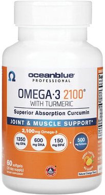 OceanBlue, Professional, Omega-3 2100 Mit Kurkuma, Natürliche Orange, 60 Weichkapseln