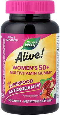 Nature's Way, Alive!® Women's 50+ Multivitamin Gummy, Multivitamin-Fruchtgummi für Frauen ab 50, gemischte Beeren, 60 Fr...