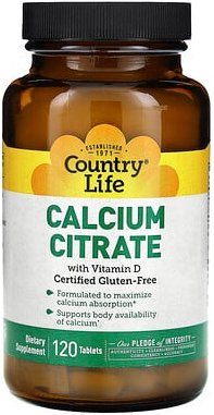 Country Life, Calciumcitrat mit Vitamin D, 120 Tabletten