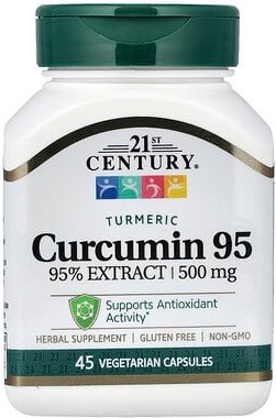 21st Century, Curcumin 95, Kurkumin, 500 mg, 45 vegetarische Kapseln