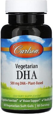 Carlson, Vegetarisches DHA, 500 mg, 60 vegetarische Weichkapseln