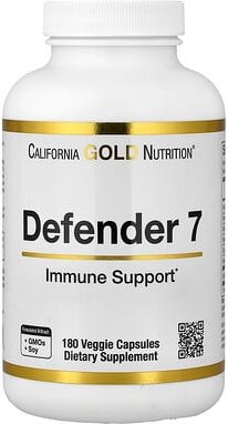 California Gold Nutrition, Defender 7, mit Vitamin A, Zink, Selen und Hafer-Beta-Glucan, 180 vegetarische Kapseln