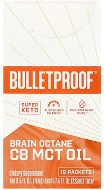 BulletProof, Brain Octane® C8 MCT Oil, C8 MCT-Öl, 15 Päckchen, je 15 ml (0,5 fl. oz.).