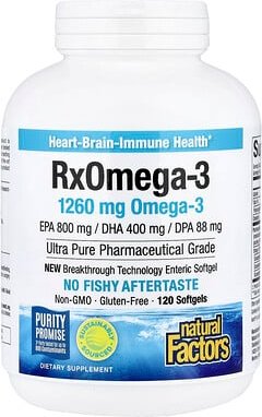 Thumbnail - Natural Factors, Rx Omega-3, 1.260 mg, 120 Weichkapseln (630 mg pro Weichkapsel)