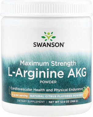 Swanson, Maximum Strength L-Arginine AKG Powder, L-Arginin AKG-Pulver in maximaler Stärke, natürliche Zitrusfrucht, 368 ...