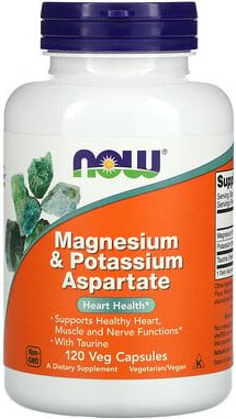 NOW Foods, Magnesium und Kaliumaspartat, 120 pflanzliche Kapseln
