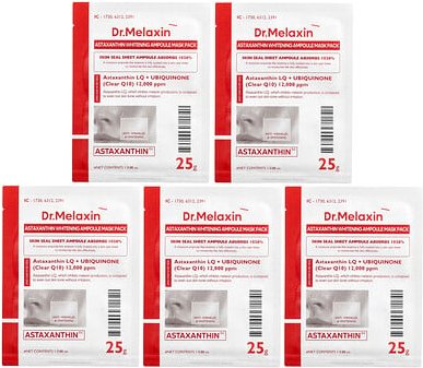 Dr.Melaxin, AstaxanthinRX, Whitening Ampoule Beauty Mask Pack, aufhellende Beauty-Ampullenmasken, 5 Tuchmasken, je 25 g ...