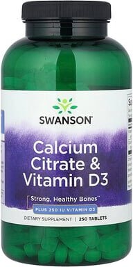 Thumbnail - Swanson, Calcium Citrate & Vitamin D3, Calciumcitrat und Vitamin D3, 250 Tabletten