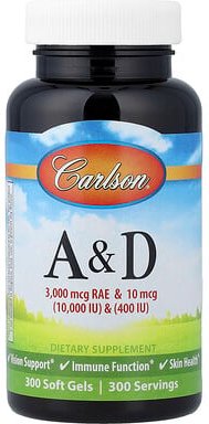 Carlson, Vitamin A und D, 300 Weichkapseln