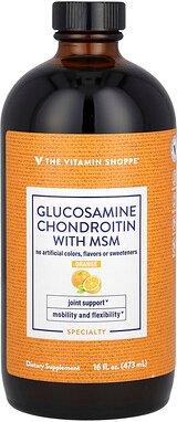 The Vitamin Shoppe, Glucosamine Chondroitin With MSM, Glucosamin-Chondroitin mit MSM, Orange, 473 ml (16 fl. oz.)