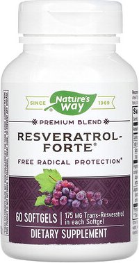 Thumbnail - Nature's Way, Premium-Mischung Resveratrol Forte, 175 mg, 60 Weichkapseln