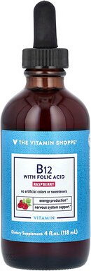 Thumbnail - The Vitamin Shoppe, VitaminB12 with Folic Acid, VitaminB12 mit Folsäure, Himbeere, 118 ml (4 fl. oz.)