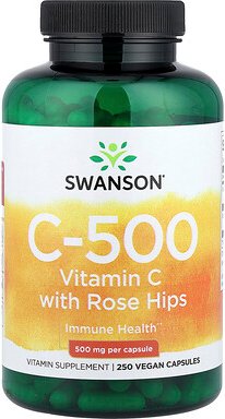 Swanson, C-500, Vitamin C mit Hagebutten, 250 vegane Kapseln