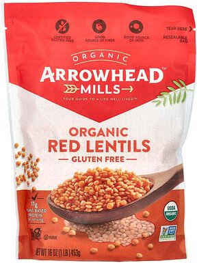 Thumbnail - Arrowhead Mills, Organic Red Lentils, rote Bio-Lentils, 453 g (16 oz.)