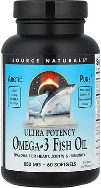 Thumbnail - Source Naturals, Arctic Pure®, ultrawirksames Omega-3-Fischöl, 850 mg, 60 Weichkapseln