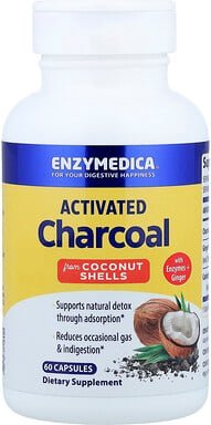 Enzymedica, Aktivkohle, 60 Kapseln