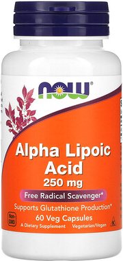 NOW Foods, Alpha-Liponsäure, 250 mg, 60 pflanzliche Kapseln