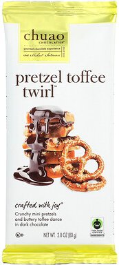 Thumbnail - Chuao Chocolatier, Dark Chocolate Bar, Pretzel Toffee Twirl™, Riegel mit dunkler Schokolade, Pretzel Toffee Twirl™, 80 g...