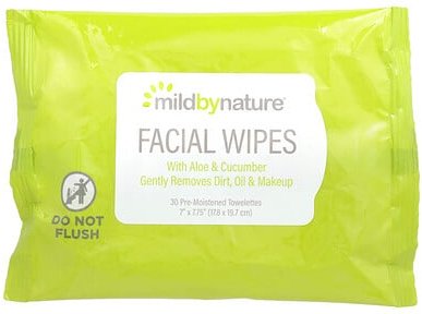 Mild By Nature, Abschminktücher, Aloe und Gurke, biologisch abbaubar, 30 feuchte Tücher