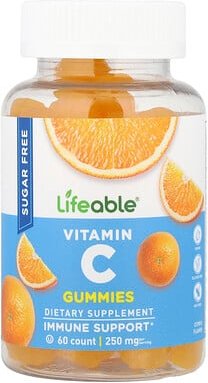 Lifeable, Vitamin C Gummies, Fruchtgummis mit Vitamin C, Zitrus, 60 Fruchtgummis (125 mg pro Fruchtgummi)