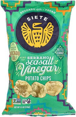 Siete, Potato Chips, Kartoffelchips, Hauch von Serrano-Meersalz und Essig, 156 g (5,5 oz.)
