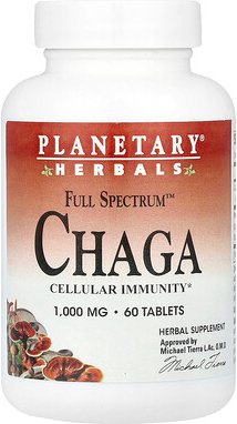 Planetary Herbals, Full Spectrum™ Chaga, Vollspektrum-Chaga, 1.000 mg, 60 Tabletten