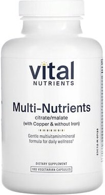 Thumbnail - Vital Nutrients, Multi-Nährstoffe Citrat/Malat (mit Cooper und ohne Eisen), 180 vegetarische Kapseln