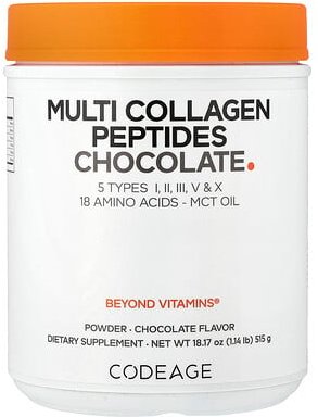 Codeage, Multi Collagen Peptides Powder, Multi-Kollagen-Peptid-Pulver, Schokolade, 515 g (18,17 oz.)