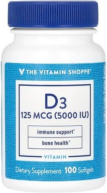 The Vitamin Shoppe, Vitamin D3, 125 mcg (5.000 IU), 100 Weichkapseln