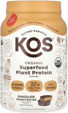 KOS, Bio-Superfood-Pflanzenproteinpulver, Schokolade-Erdnussbutter, 1.092 g (2,4 lb.)