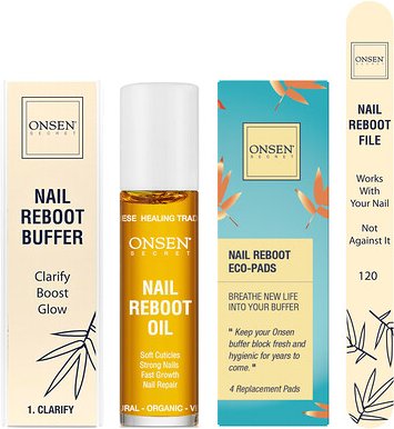 Onsen Secret, Nail Reboot Kit with Oil, Nagelpflege-Set mit Öl, 7-teiliges Set