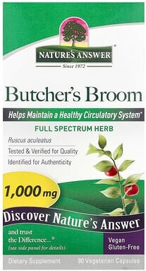 Nature's Answer, Butcher's Brom, Mäusedorn, 90 pflanzliche Kapseln (500 mg pro Kapsel)