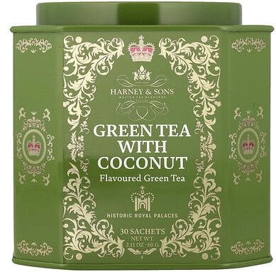 Harney & Sons, Green Tea with Coconut, Ginger and Vanilla, Grüner Tee mit Kokosnuss, Ingwer und Vanille, 30 Beutel, 75 g...