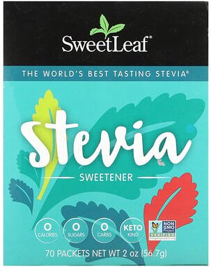 SweetLeaf Stevia, Stevia Sweetener, Stevia-Süßstoff, 70 Päckchen, je 0,8 g (0,028 oz.).