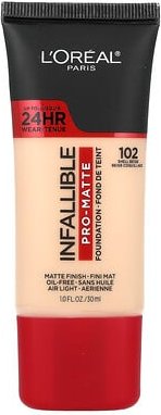 L'Oréal, Infallitable, Pro- Matte Foundation, pro-matte Foundation, 102 Muschelbeige, 30 ml (1 fl. oz.)