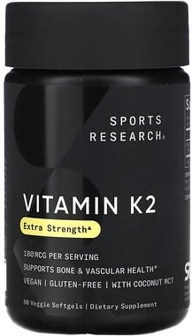 Sports Research, Vitamin K2, 180 mcg, 60 vegetarische Weichkapseln