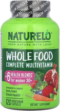 NATURELO, Whole Food Complete Multivitamin for Women 50+, vollwertiges Vollwert-Multivitamin für Frauen ab 50, 120 pflan...